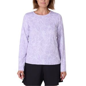 Hang Ten Solara long sleeve purple floral UV sun tee Womens XXL